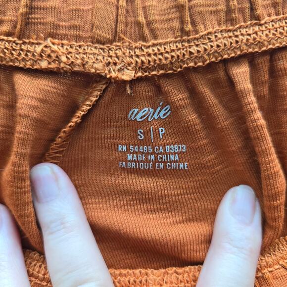 Aerie NWT Oversized Nomad Pants Pockets Elastic Waist Burnt Orange Size Small - Picture 4 of 7